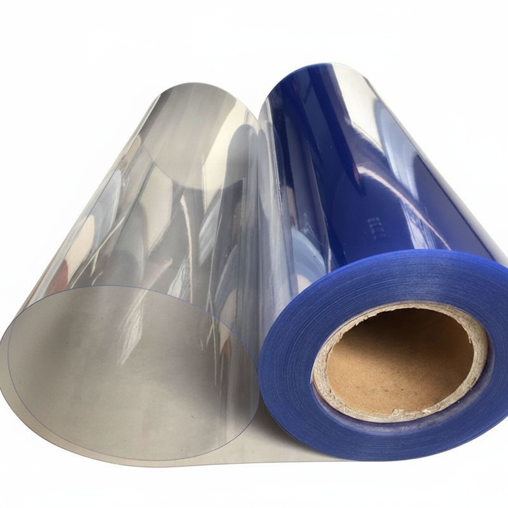 Clear PVC material converted into folding boxes